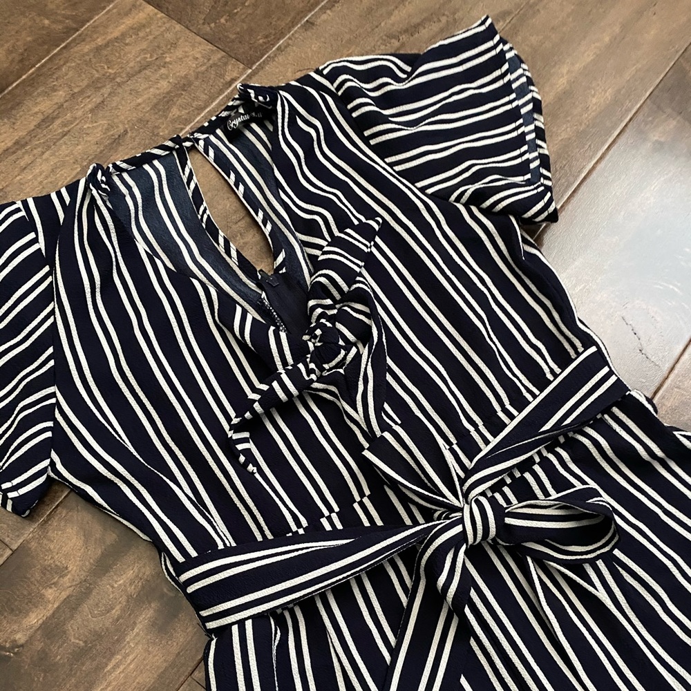 Navy Striped Jumpsuit - Picture 2 of 5